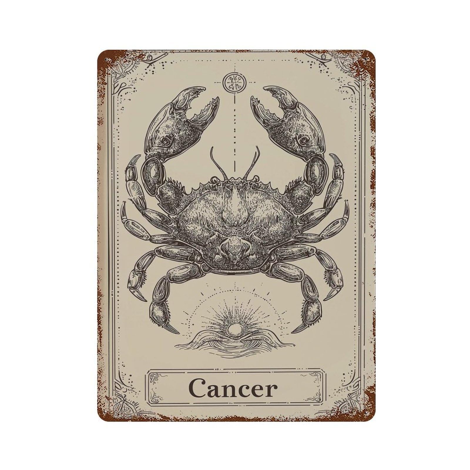 xiaoxiaoshen Cancer Zodiac Astrology Crab Horoscope Constellation Mystical Celestial Wall Decor Art Metal Tin Poster Modern Home Decor Art Home Bar Shop Decorations Vintage Sign 40x30cm
