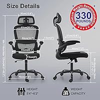 Vista 2 de TRALT Silla de oficina ergonómica, silla de escritorio ergonómica de 330 libras, sillas de escritorio de oficina de malla para el hogar con ruedas