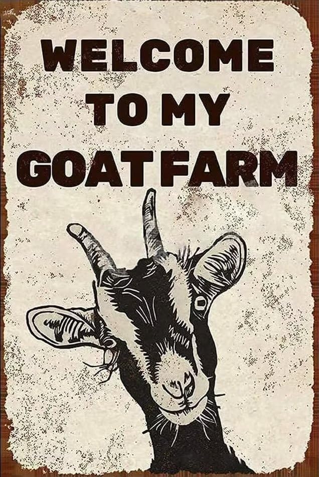 Targa In Metallo Vintage "Welcome To My Goat Farm" - 30x20 Cm, Con Logo Fattoria, Decorazione Da Parete Per Casa E Campagna