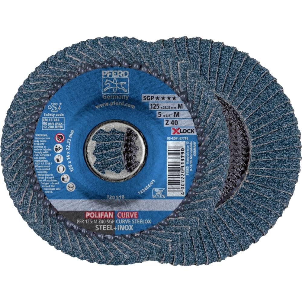 Steelex Lot de 10 disques abrasifs en oxyde de zirconium 125 mm x 11 mm Taille 40