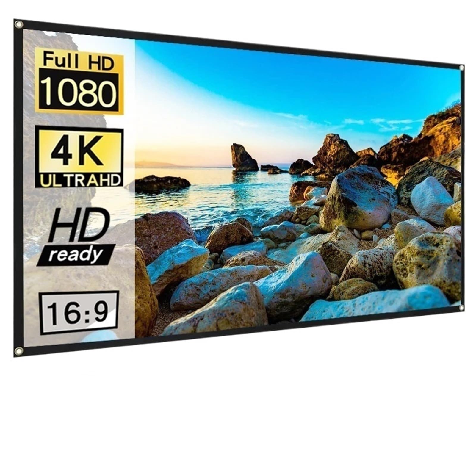 écran de Projection videoprojecteur Écran de Projection Mural Pliable, Facile à Nettoyer, Non perforé, écran Souple Blanc repassable de 60 à 150 Pouces(100 inch)