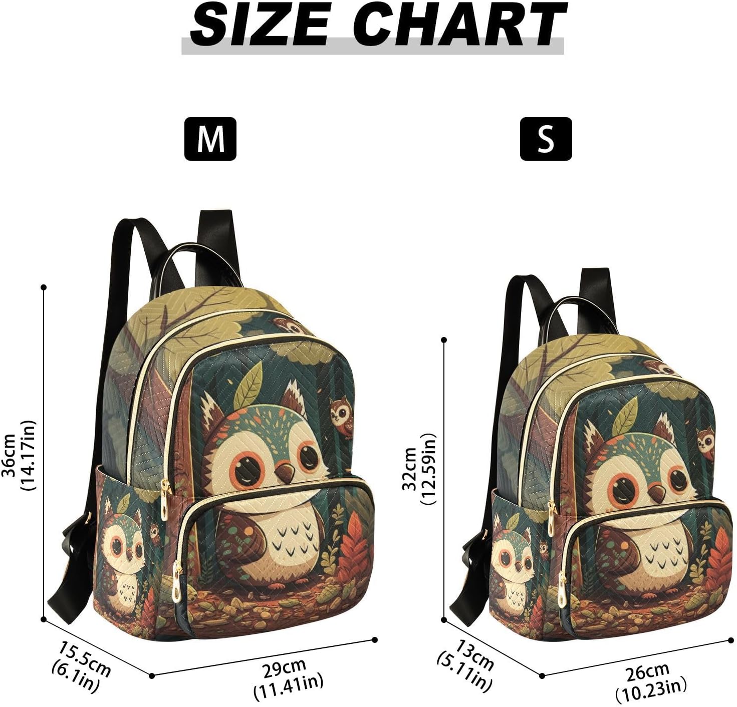 ZAZYXTJ Cute Owl Backpack Purse for Women Quilted Mini Fashion Backpacks Lightweight Travel Casual Backpack S - Image 3