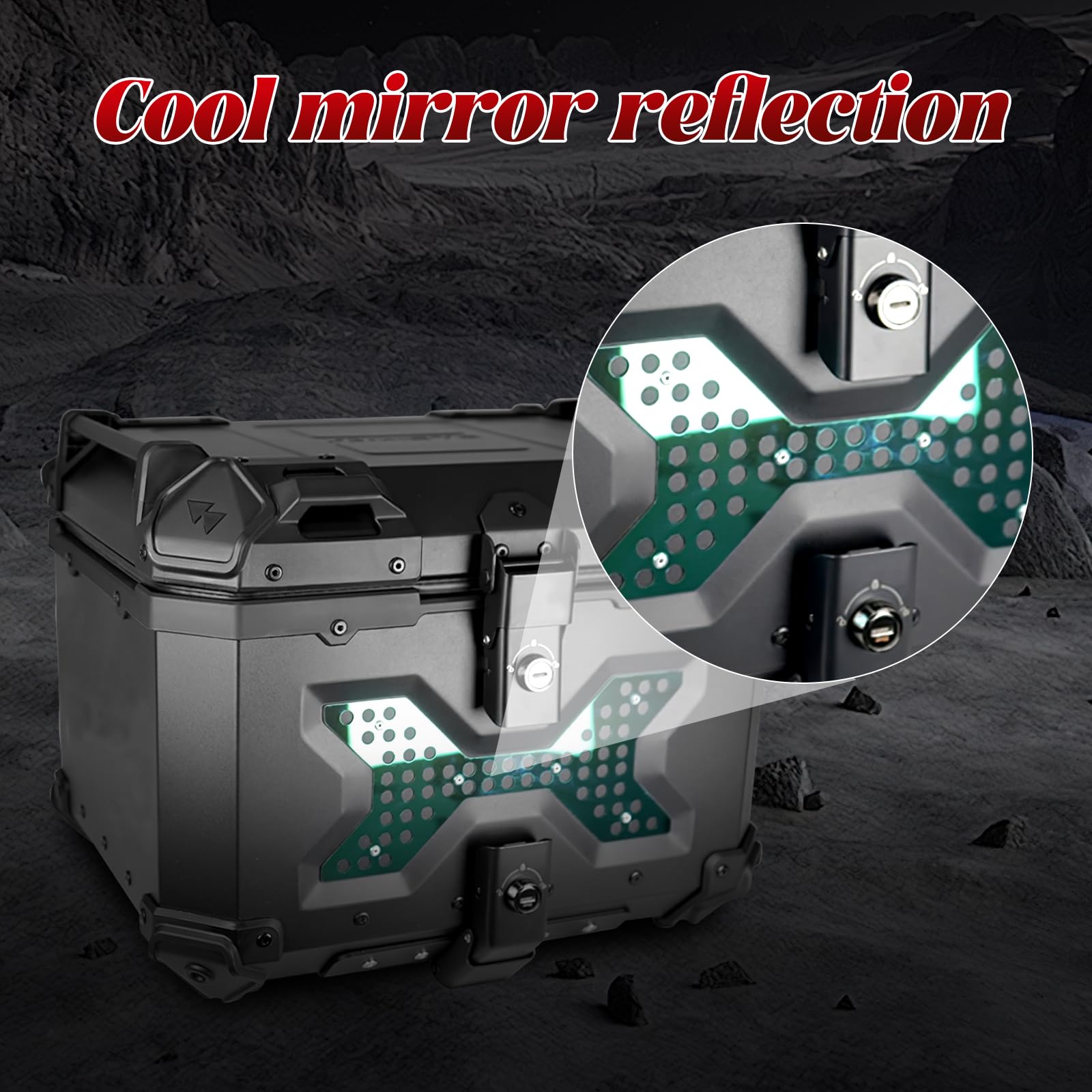 Top Case Moto Universel 65L - Alliage Aluminium Imperméable - Avec Serrure - Pour Casque Et équipements - 6