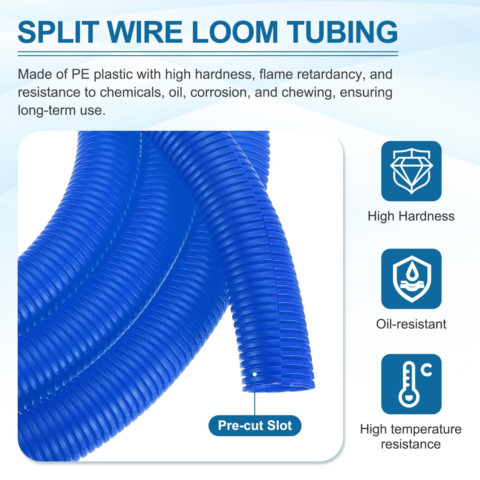MECCANIXITY Gaine de protection flexible pour fils électriques et automobiles avec outil d'installation - 5,1 cm - 3 m - Bleu