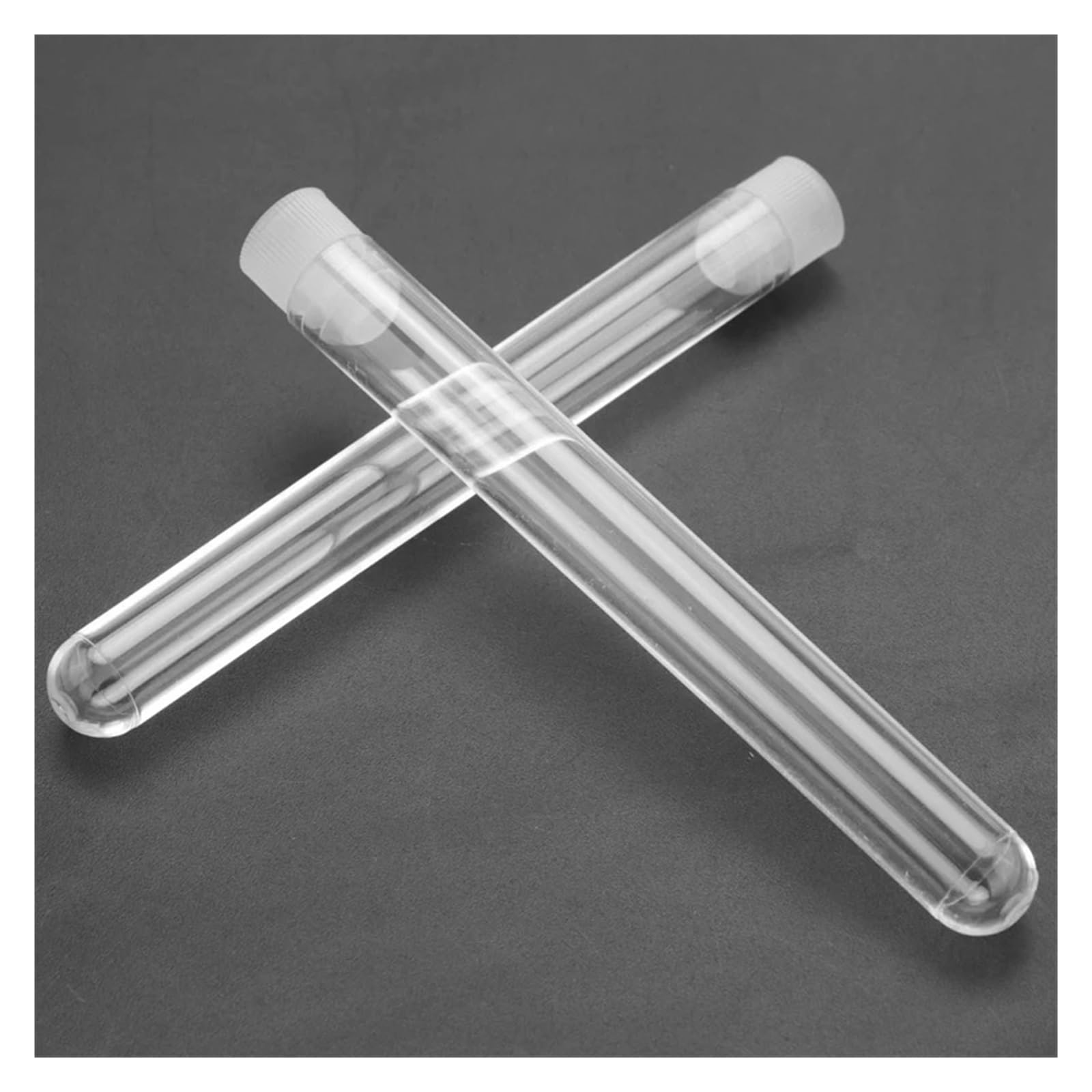 EDVTK35 300Pcs 12X100mm Transparent Laboratory Clear Plastic Test Tubes Vials With Push Caps School Lab Supplies