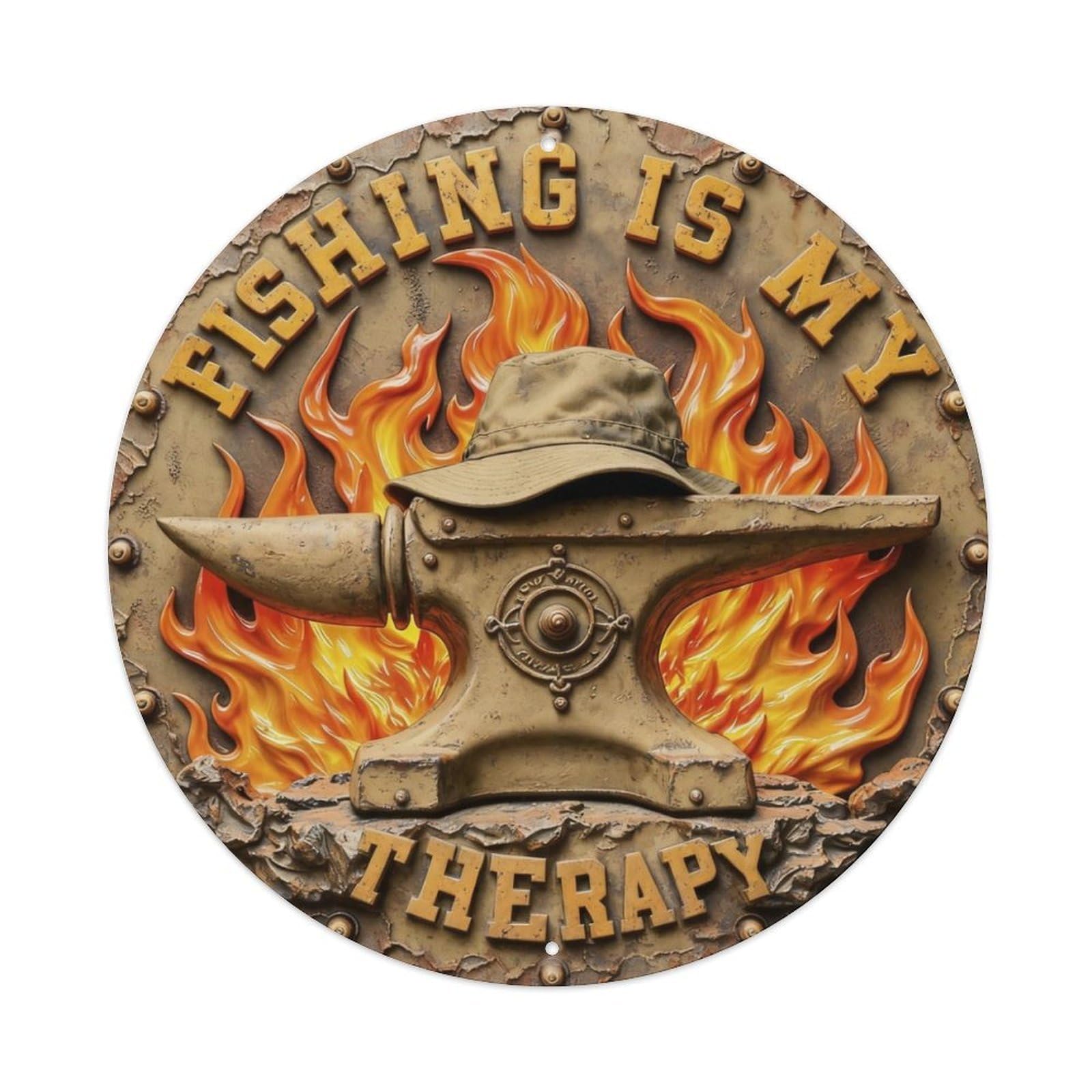 Fishing Is My Therapy Metal Tin Sign Plaque