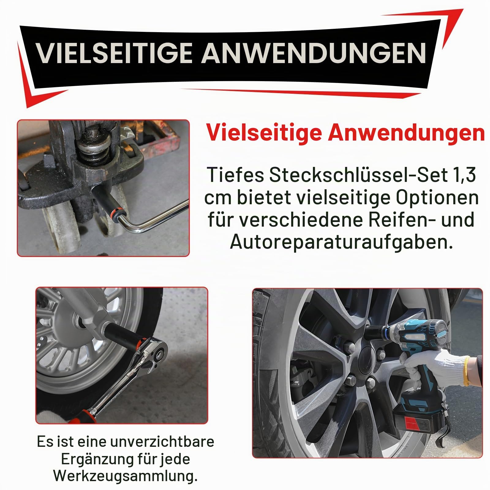 1/2-Zoll-Antrieb, 35-teiliges Schlag-Steckschlüssel-Set, 20 Stück kurz, 8–32 mm und 15 Stück tiefe 10–32 mm 6-Punkt-Stecknüsse, CR-V-Stahl, korrosionsbeständige Farbring-Stecknüsse für Auto, LKW