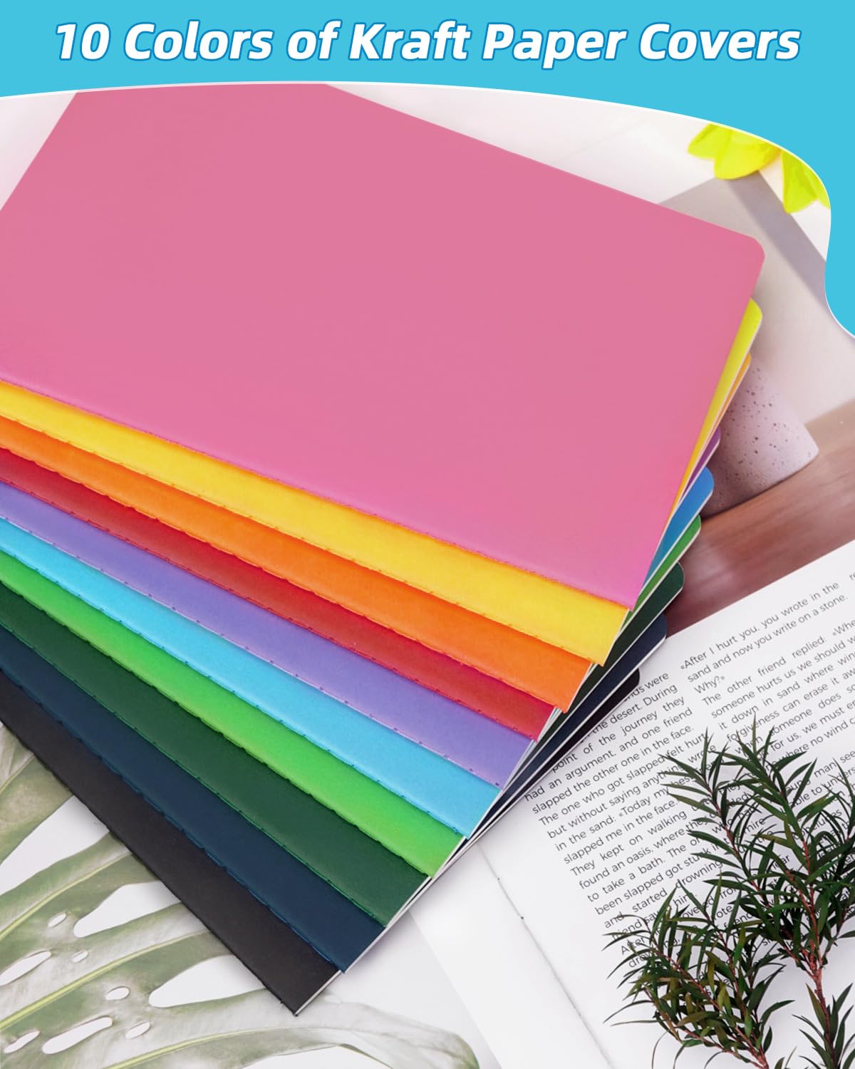 Dynta Quaderni a righe formato A5, 14 x 21 cm, confezione da 30 pezzi, copertina morbida colorata e carta spessa, per scuola o ufficio, 30 fogli/60 pagine, 10 colori