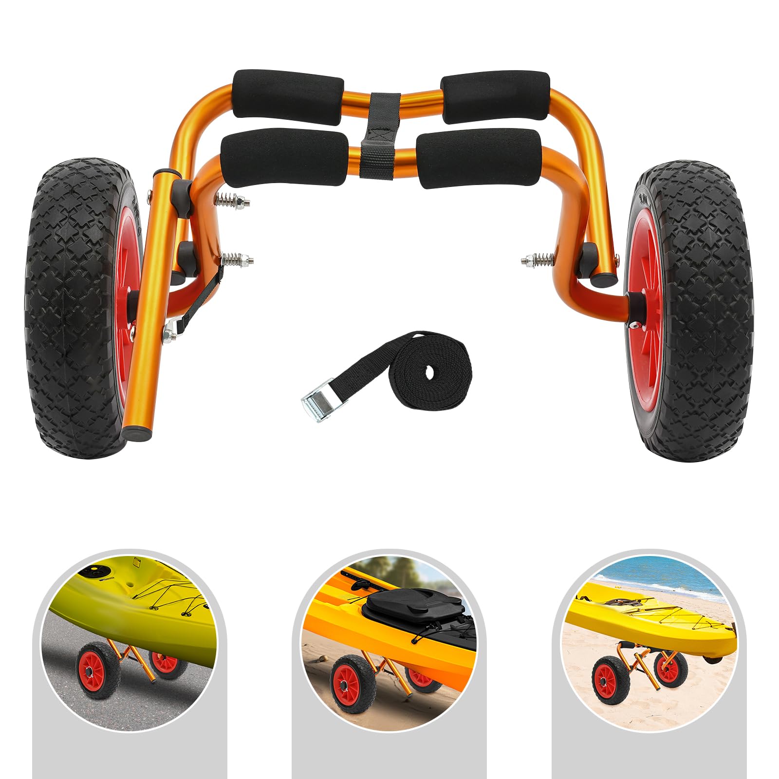 Kayak Gommone Sup Trolley Kayak Accessori Carrello Pieghevole Kayak Carrello Kayak Pieghevole Portata 80 kg Imbottitura in Schiuma Ammortizzante per Kayak, SUP, Canoe