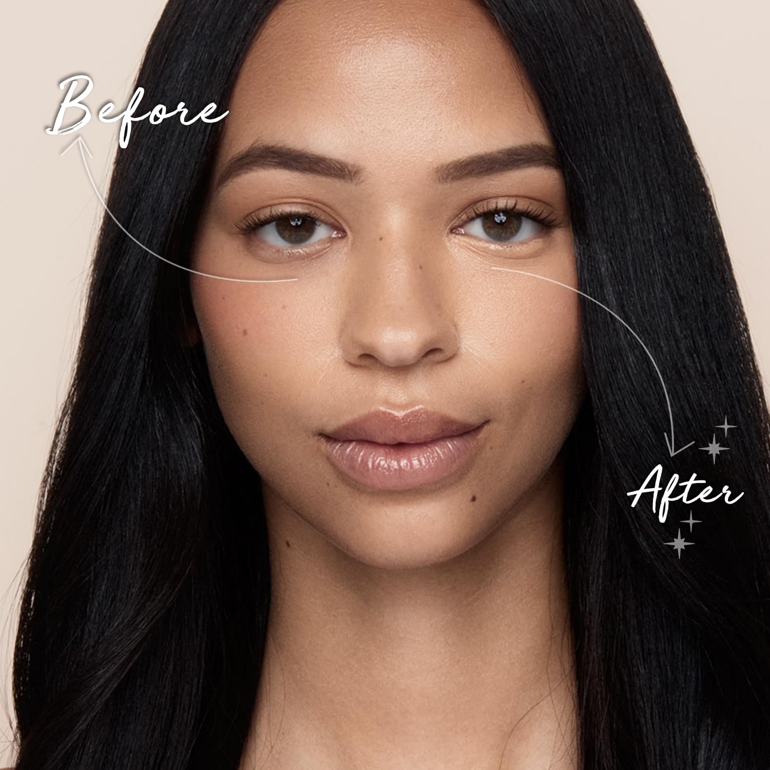 Palladio Under Eye Brightener, Conceal, Brightens, Reduces Appearance of Dark Circles, With Caffeine Peptides & Vitamin E, Tired Skin Color Correcting Brightener & Primer (Medium Nude) - Image 2