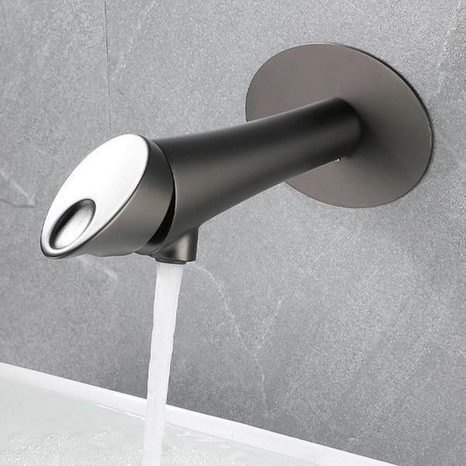 Grifo de Lavabo Empotrado Monomando Grifo Baño Pared de Laton agua Caliente y Fria Gris Pistola