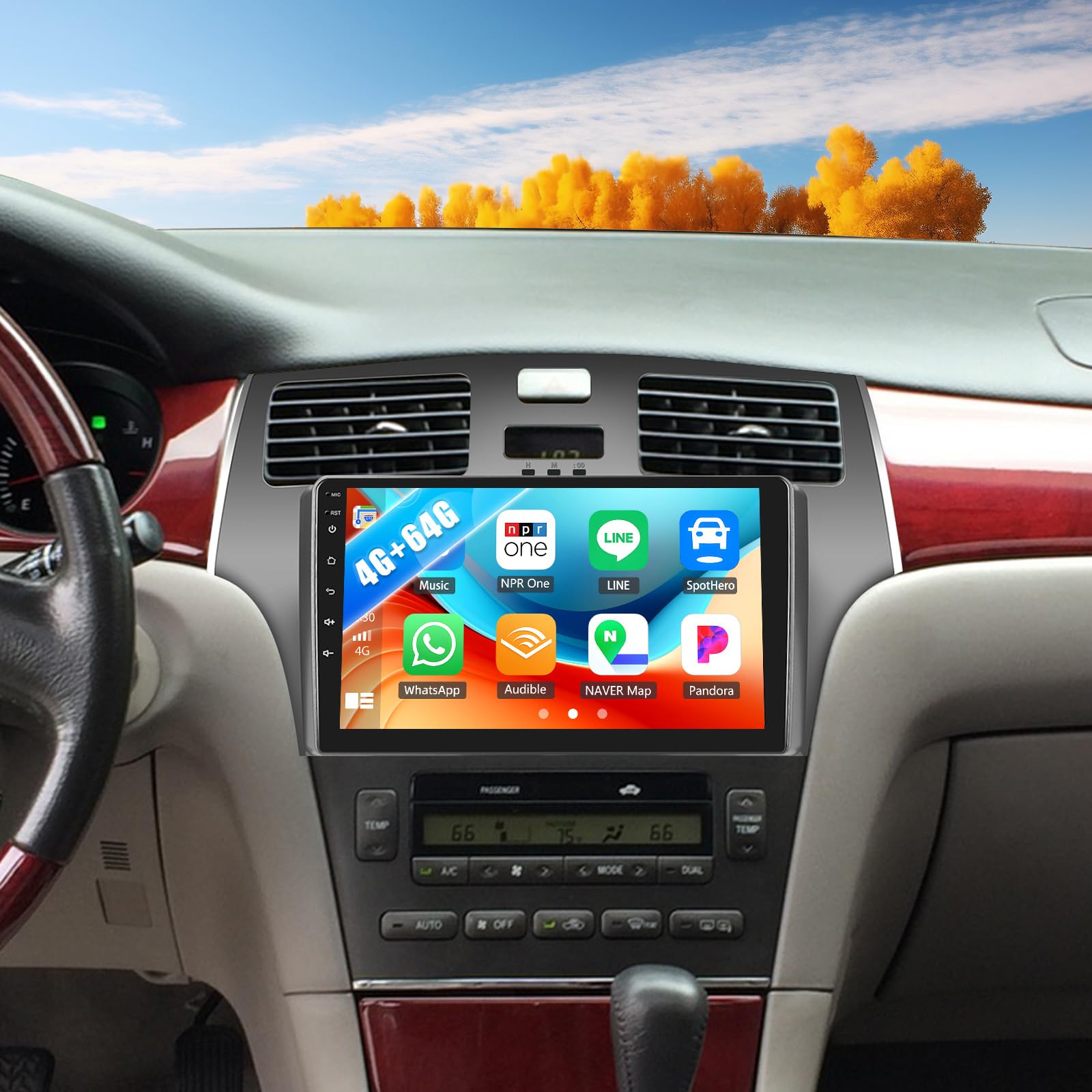 Photo 1 of 4G+64G Android 13 Car Stereo for Lexus ES250 ES300 ES330 2001-2006 9 Inch Touch Screen with CarPlay Android Auto Bluetooth Weather Forecast 59UI GPS Navigation WiFi Network Radio