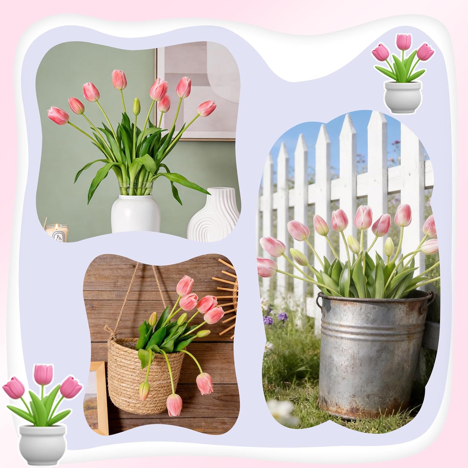 ucky 15PCS Rose Red Fake Tulips Artificial Flowers Latex Real Touch Tulips Fake Flowers for Decoration Faux Tulips Home Decor Gifts for Mom - Image 8