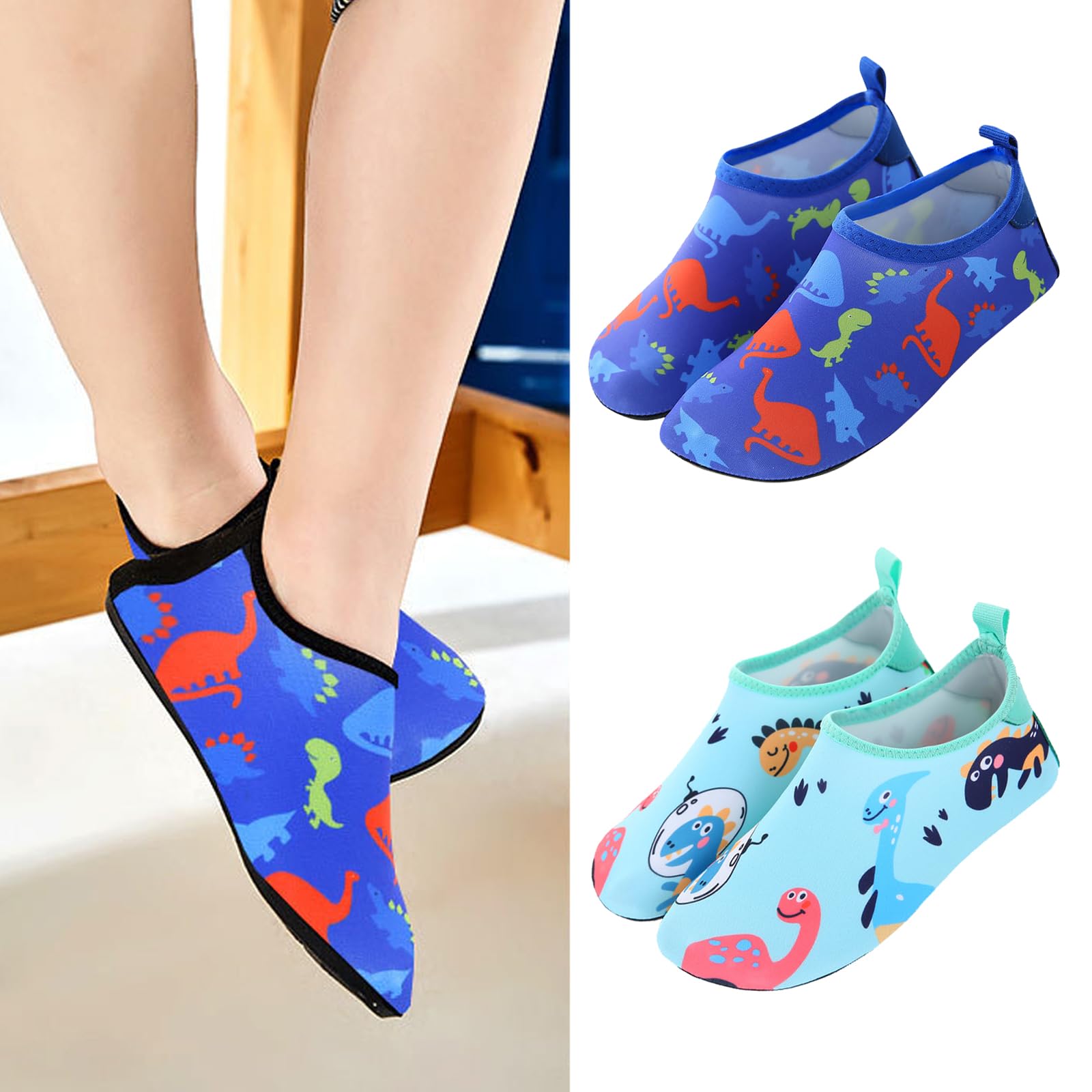 TYXHXTF Escarpines Niño Niña, Zapatos de Playa para Niños Pequeños, Calcetines Acuáticos Descalzos Antideslizantes para Piscina y Playa, Barefoot Calzado Aqua Surf Buceo Yoga(8/8.5UK)