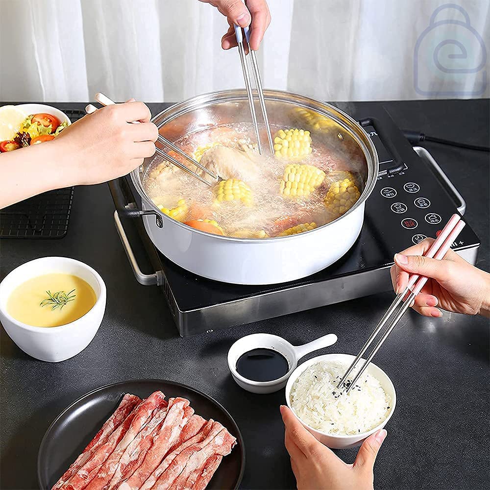 WOTOFY Reusable Stainless Steel Chopsticks Set - Lightweight, Durable, and Dishwasher Safe - Perfect for Noodles, Sushi, BBQ, and More -Exquisite Patterns - (5PC) 4