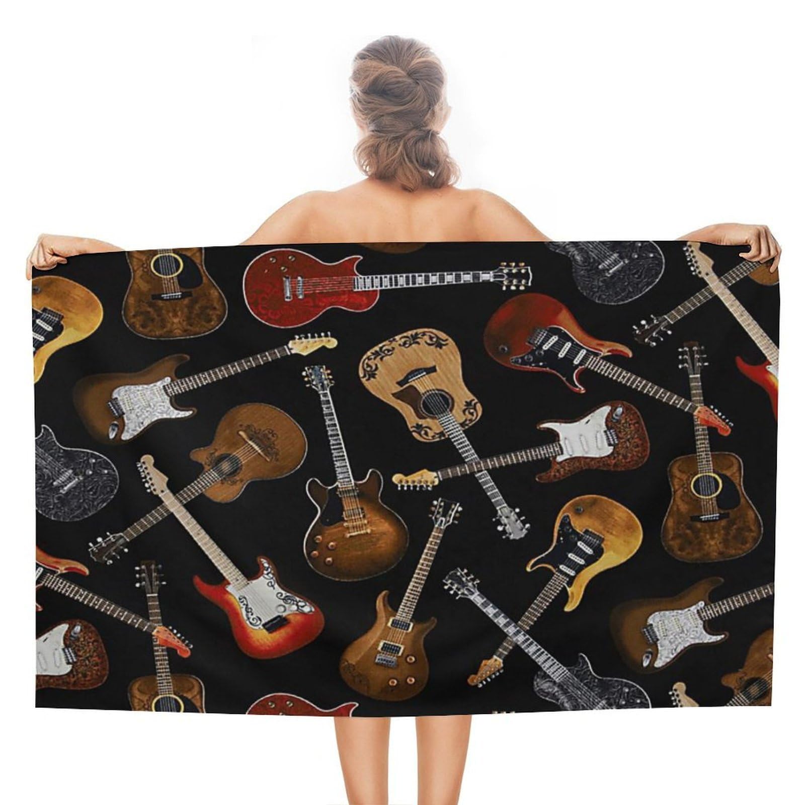 CGSBNGHA Guitars-Rocks Beach Towels Soft Bathroom Bath Pool Swim Towels for Women Men