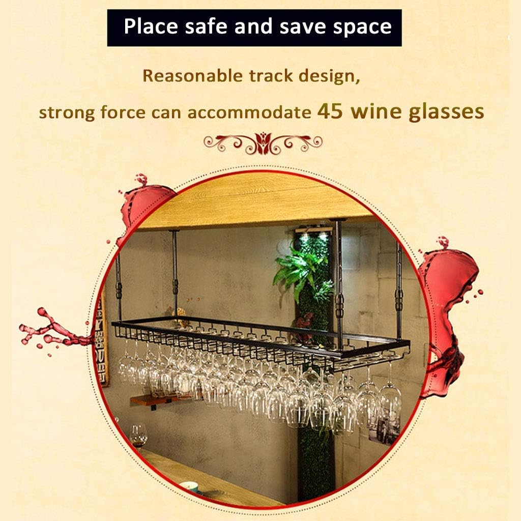 Wine Rack Wine Rack Home Red Holder Wine Glass Rack Restaurant Organize Kitchen Wine Cup Rack for Kitchen Bar Decor Organizer Hanging Wine Glass Cup Rack Adjustable Heigh,100cm(39.4in)-