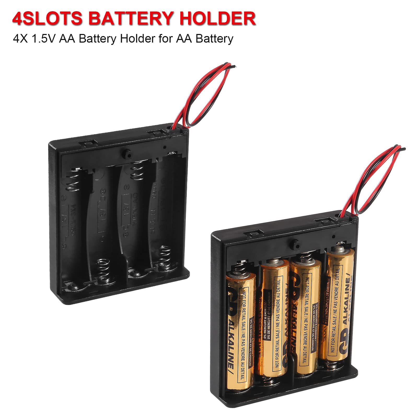 Amazon.com: 5pcs 4 AA Battery Holder with Cover and Switch, 4X 1.5V AA Battery Holder Case with Wires and ON/Off Switch, 6V AA Battery Holder with Switch : Electronics
