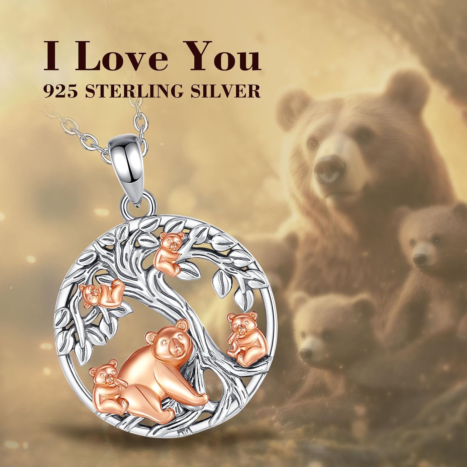 INFUSEU Cute Mama Bear Elephant Necklaces Tree of Life for Women Motherhood & Family Love Gifts - Image 8