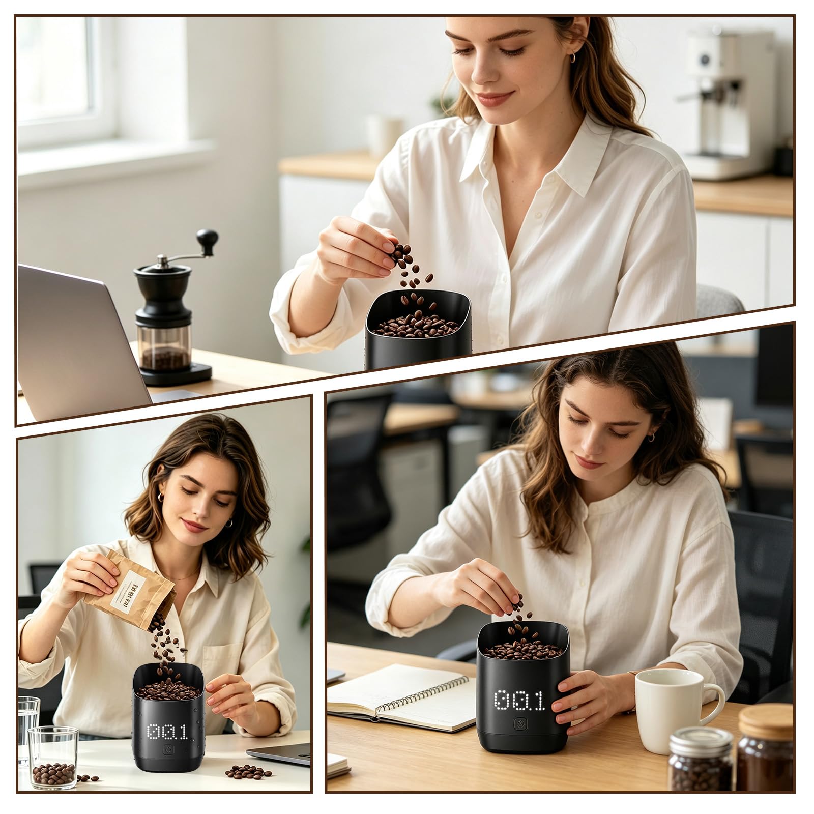 Balance à café numérique avec écran LED - Doseur numérique - Avec minuterie - Rechargeable - 0,1 g - Design simple - Conçu pour les baristas et les amateurs de café