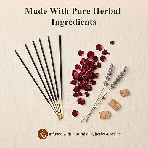 Miniatura 3 de Tulasi Paquete de 12 varillas de incienso, aroma natural (240 varillas), variedad de fragancias de coco, salvia blanca, rosa roja, Palo Santo,