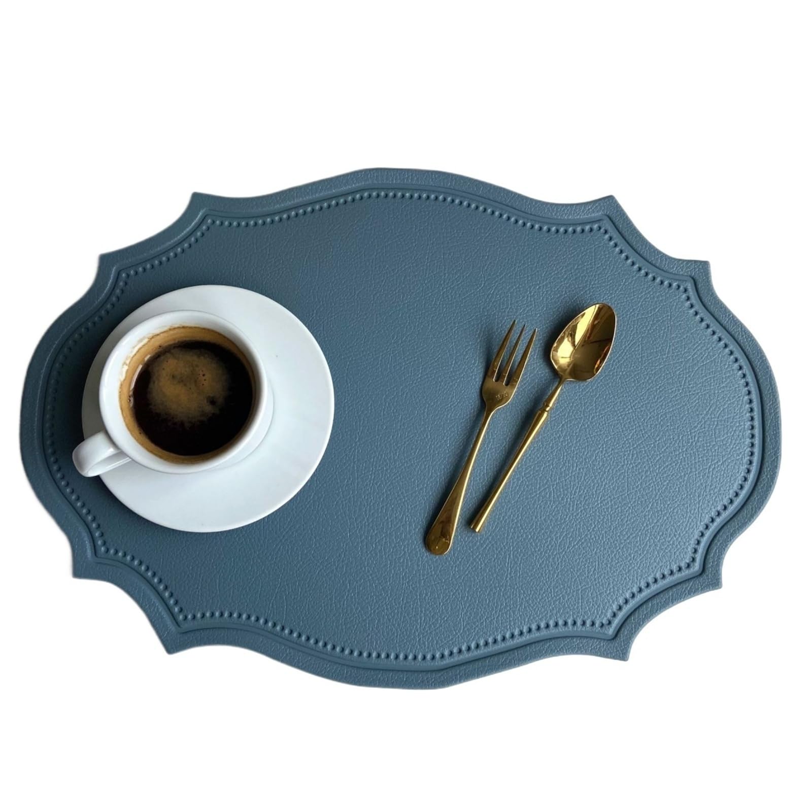 Faux Leather Placemats Lot de 1/4/10 Sets Table ovales en Similicuir Vert, Dessous Verre, décoration à Manger(Blue,30x43cm 10pcs)