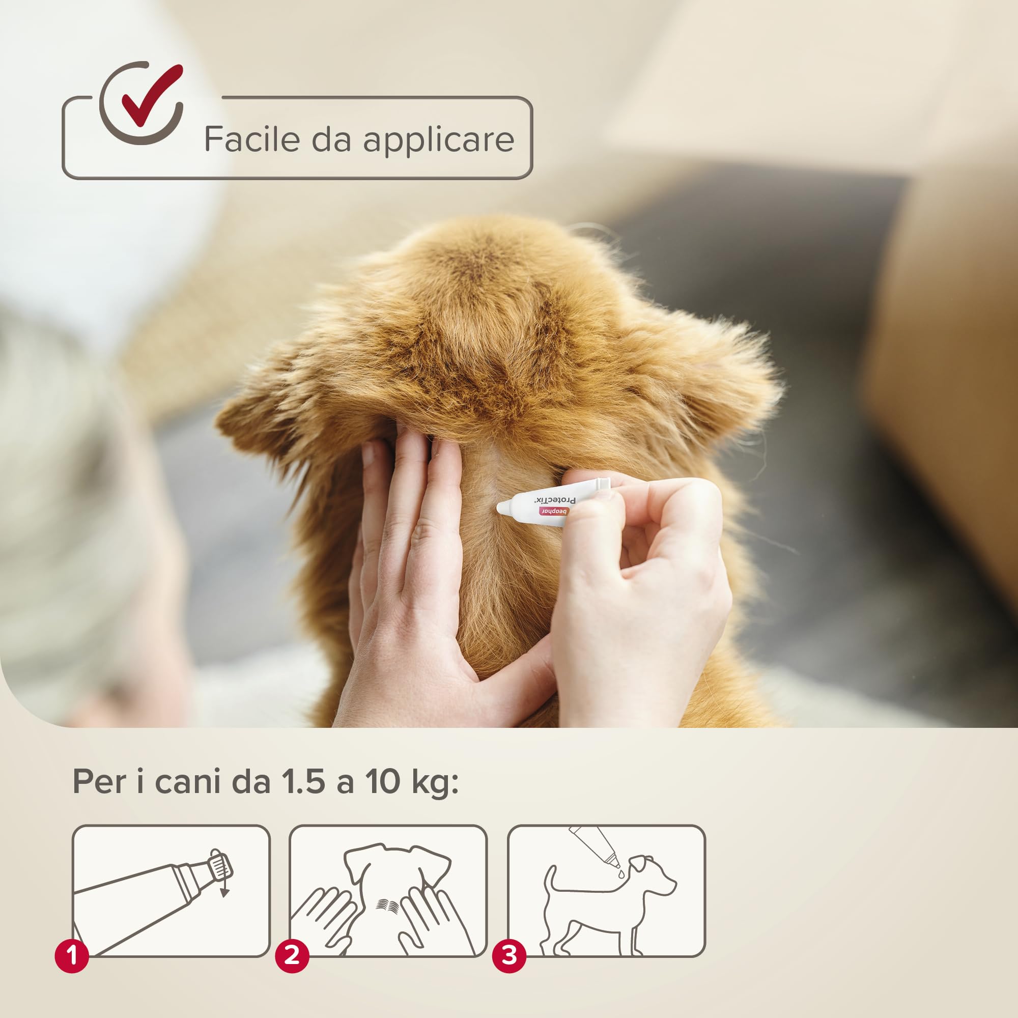 Beaphar ProtecTix Cane, Antiparassitario Spot-On per Cane Piccolo (4-10 Kg), Riduce il Rischio di Leishmaniosi, Contro Zecche, Pulci e Pidocchi, Confezione 4 Pipette da 1 ml