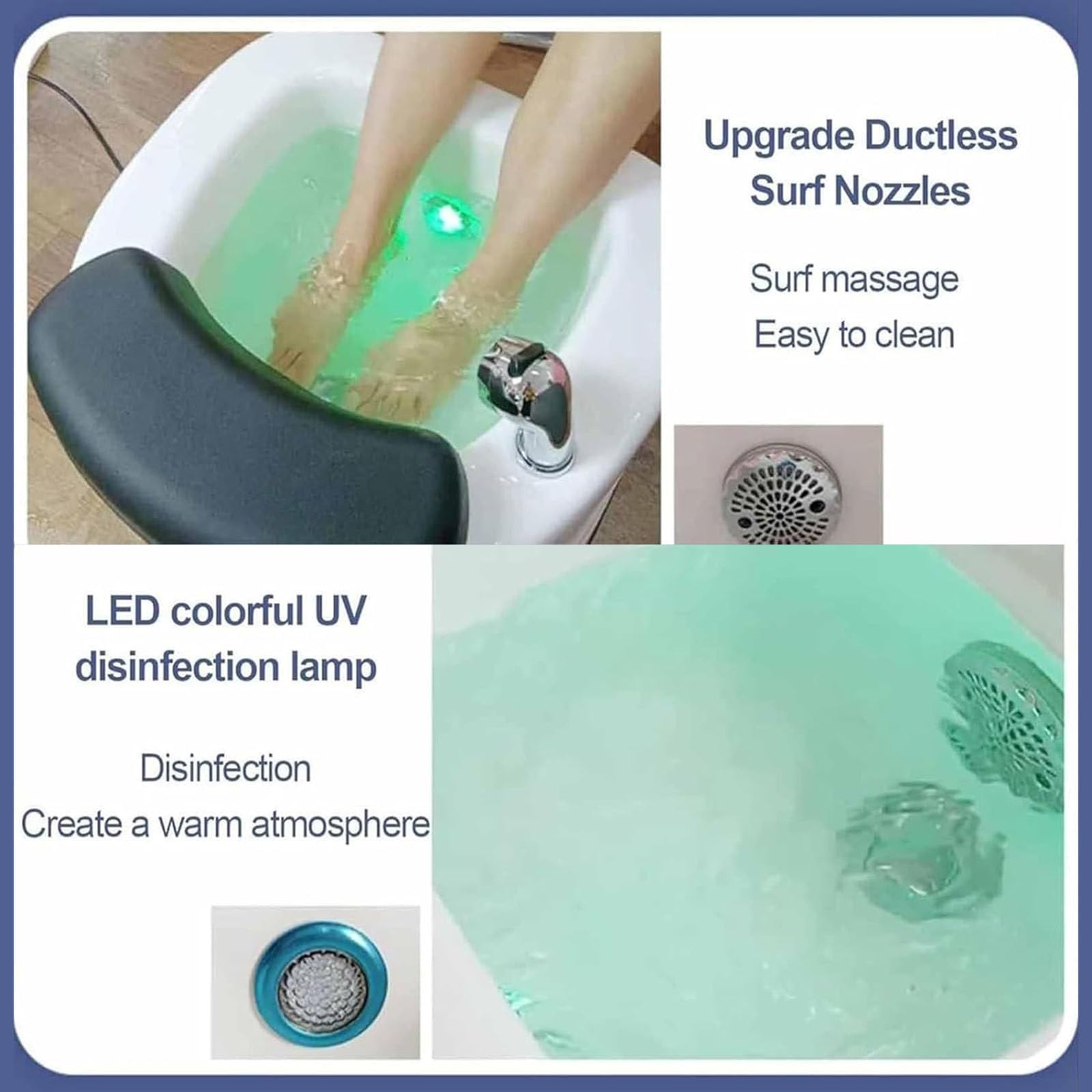 Przenośna Wanna do Pedicure Stóp z oświetleniem LED, Umywalką, Prysznicem do Stóp i Salonem Mycia Stóp, łagodząca Stres, Regulacja Ciepła i Zimna