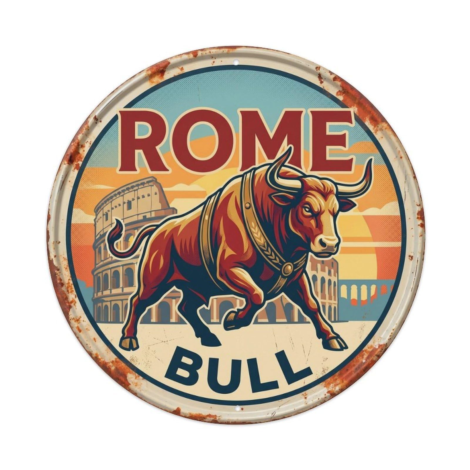 Rome Italy Roman Heritage Travel Bull Vintage Metal Tin Sign