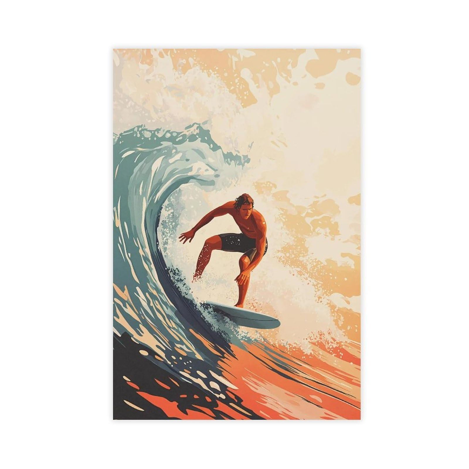Bareronor Surfer Riding Ocean Wave Canvas Poster Bedroom Decor Landscape Office Room Decor Gift 24" L X 36" W