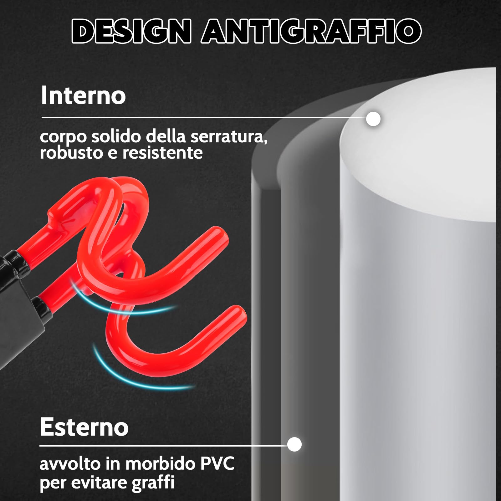 Tevlaphee Blocca Sterzo Automobile, Bloccasterzo Auto, Alta Visibilità, 3 Chiavi (Rosso)