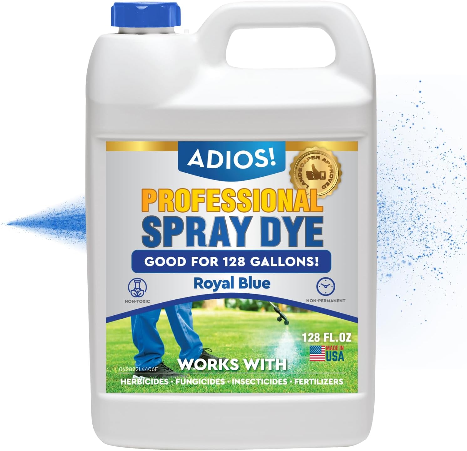 Professional Blue Spray Dye Marker, (1 Gallon), Makes 250 Gallons Indicator for Grass and Lawn Care, Safe for Mixing