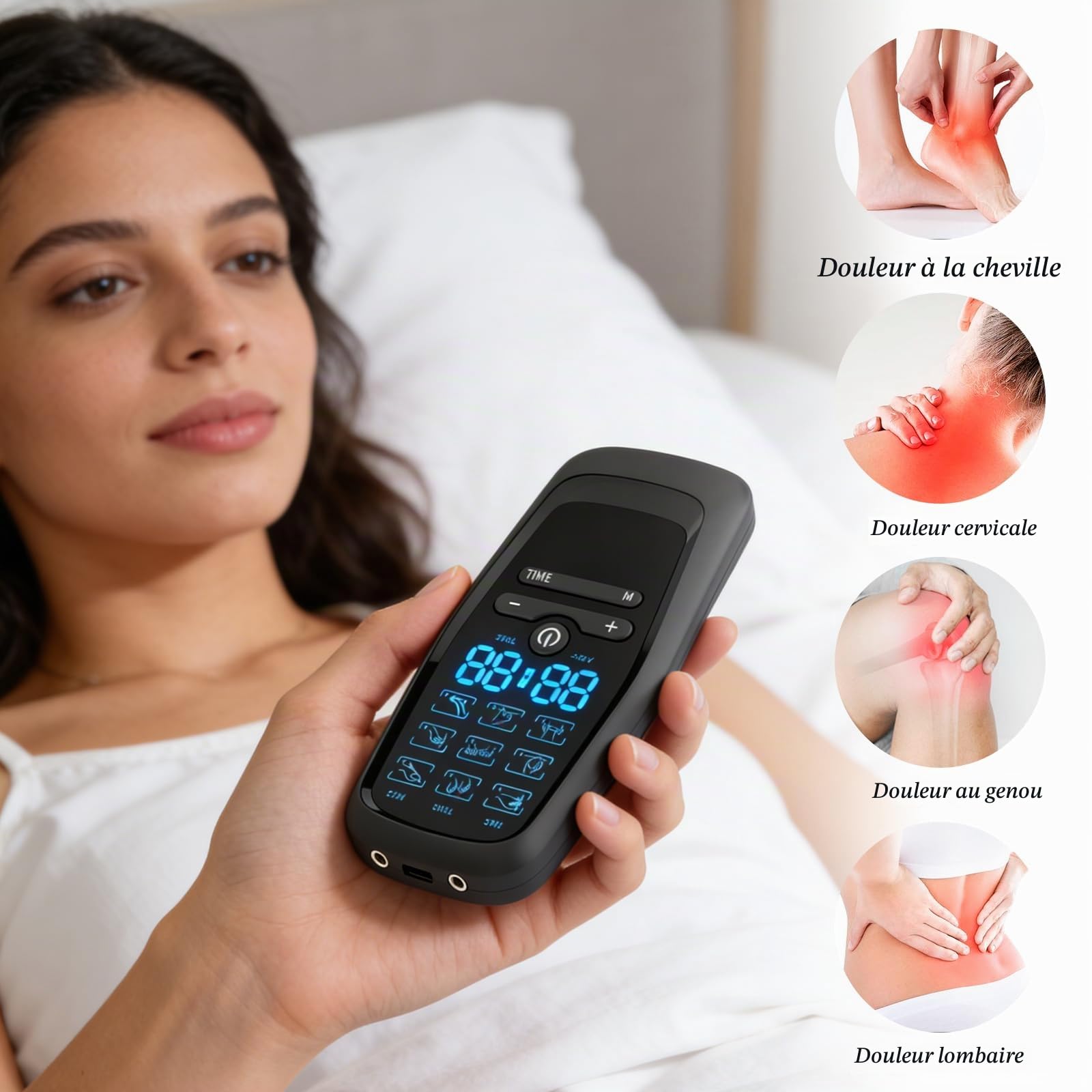 3 EN 1 Electrostimulateur Musculaire, 9 Modes et 10 patchs, Appareil d'électrostimulation à 2 canaux pour simulateur de règles et de travail - Pour soulager la douleur, le développement