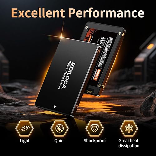 Ediloca ES106 Disque Dur Interne SSD SATA III 2,5" 3D Nand Jusqu'à 500 Mo/S en Lecture, Mise à Niveau de la MéMoire et du Stockage pour PC ou Ordinateur Portable (SSD 128 Go) - 2