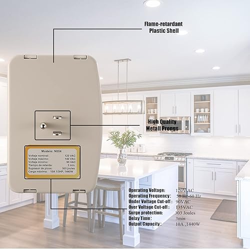 Miniatura 3 de MX-Evo Protector de sobretensión, 120 V, 12 A, 1440 W, con enchufe de tomacorriente, para electrodomésticos, multifunción, protector de
