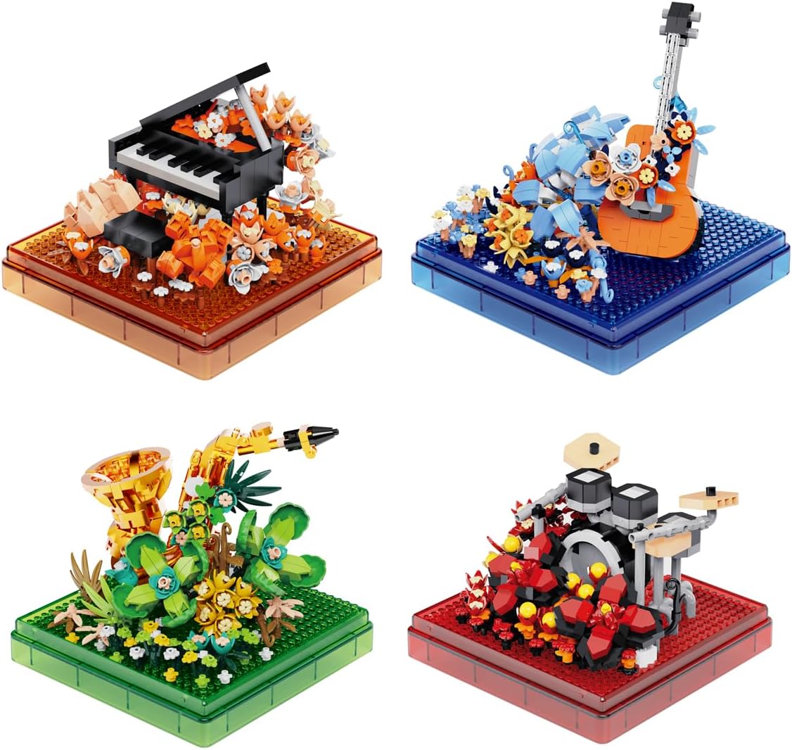 Kadablk Musical Instruments Micro Block Building Sets,Classical Famous Building Block Set,3000 PCS for Adults and Teens,Piano,Saxophone,Guitar and Drum Set with Clear Plastic Cover