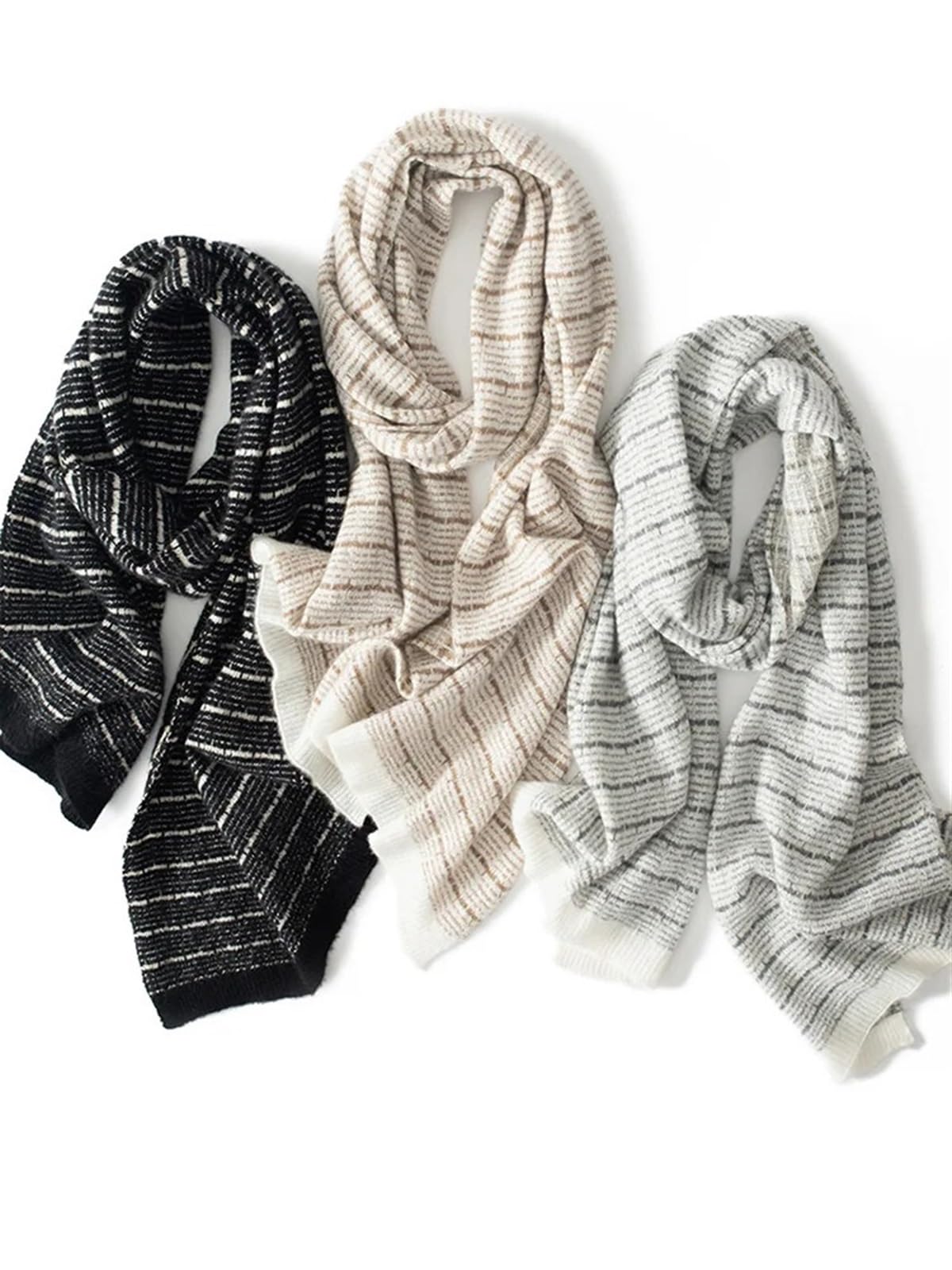Écharpe d'hiver tricotée pour homme / femme - Mode d'hiver - Rayé - Chaud - Protection du cou - Adulte - Unisexe - Cache-cou