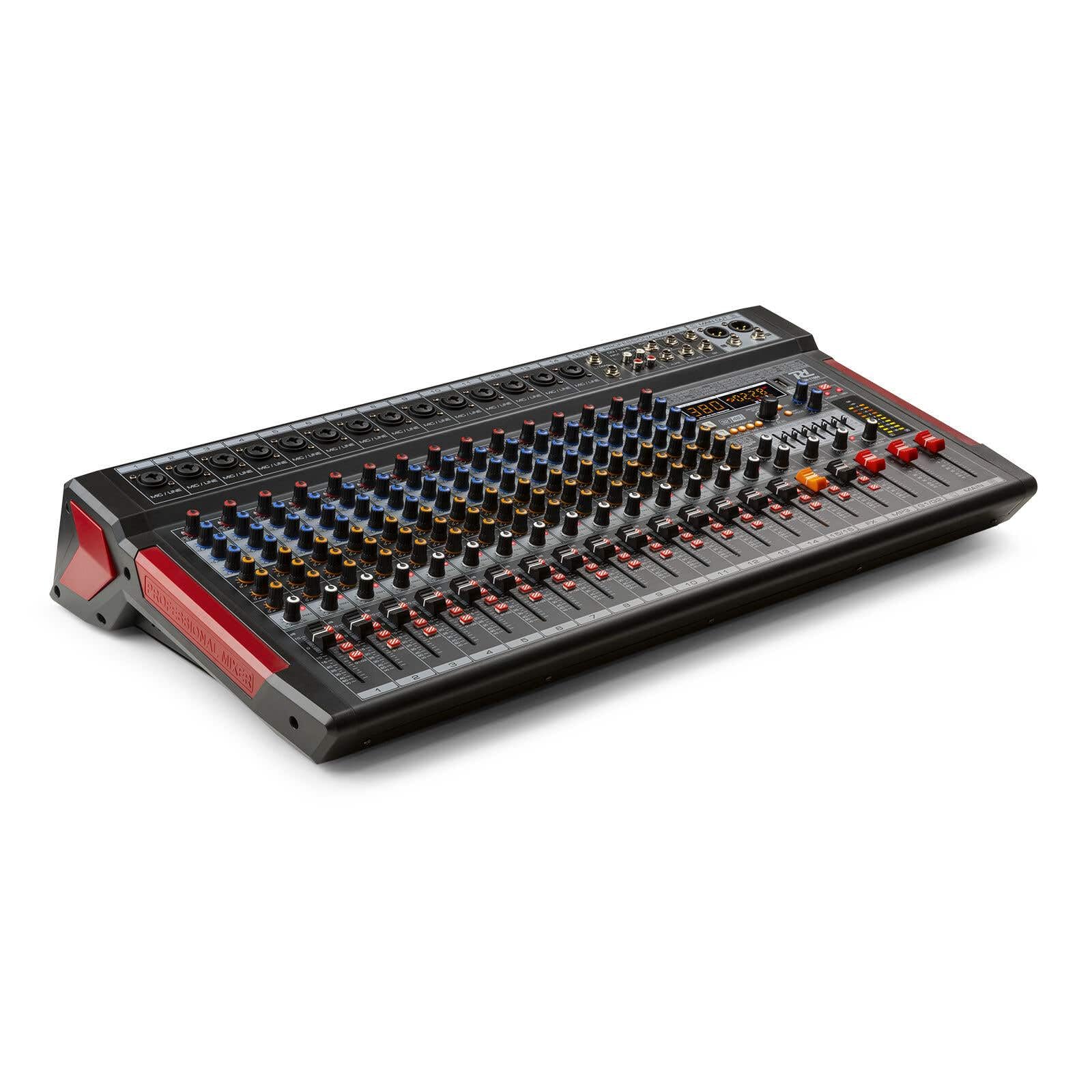 Power Dynamics PDM-T1604 Console de Mixage 16 Canaux - avec Streaming Bluetooth, Egaliseur Graphique 7 Bandes, MP3, Sortie USB, Sortie Casque Jack 6,35mm, Idéal pour Studio d'Enregistrement