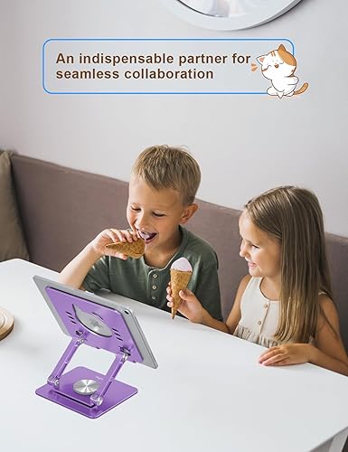 Miniatura 3 de Soporte para tablet de aluminio giratorio de 360, ajustable, portátil y plegable, soporte para monitores para iPad, compatible con tabletas de 4 a