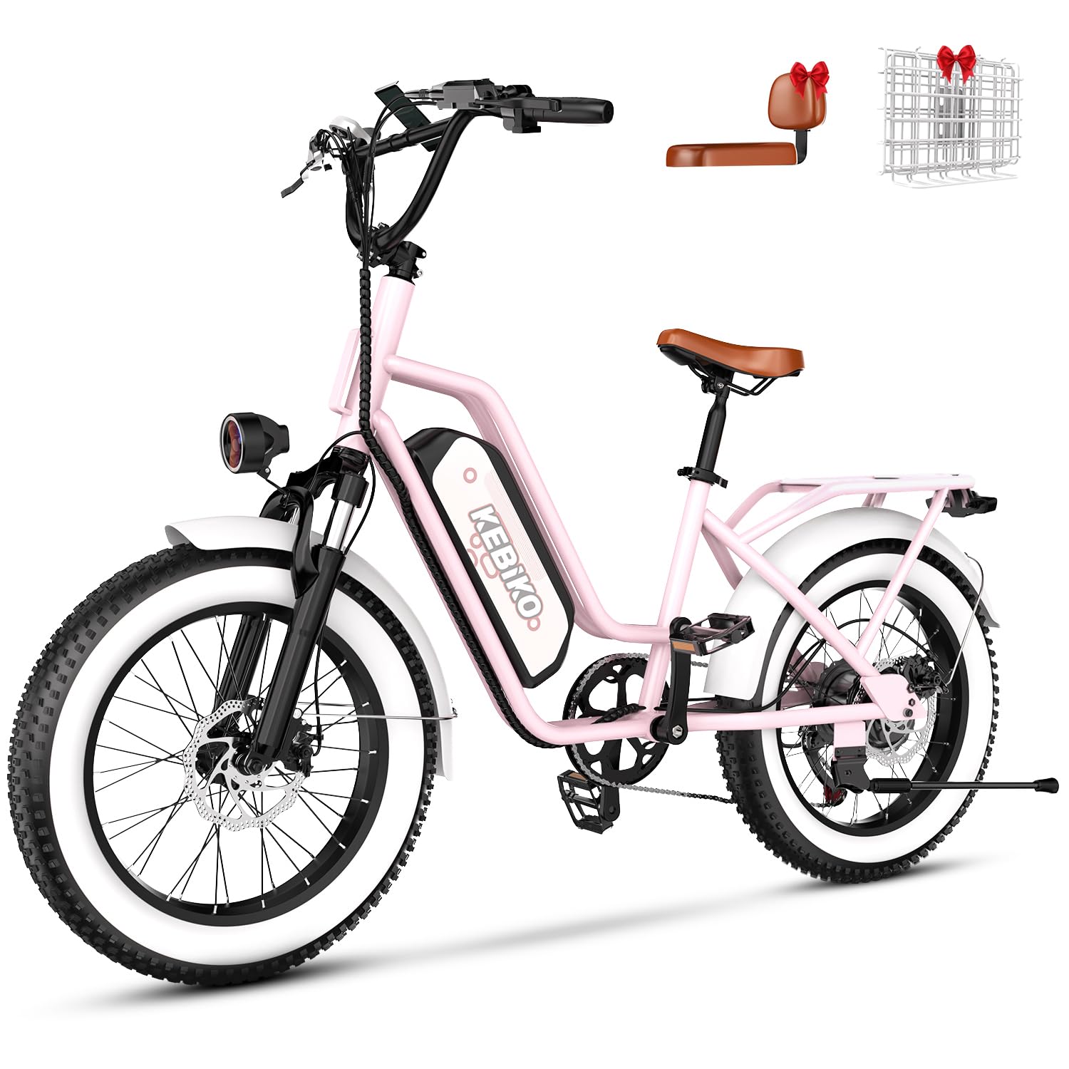 bluebiko 2 Seater Electric Bike, 48V 20AH(𝟗𝟔𝟎𝐖𝐇) Large Removable Battery, 𝟏𝟑𝟎𝟎𝐖 Peak Motor, 20"x 4.0" Fat Tire Ebike for Adults, 80+Miles