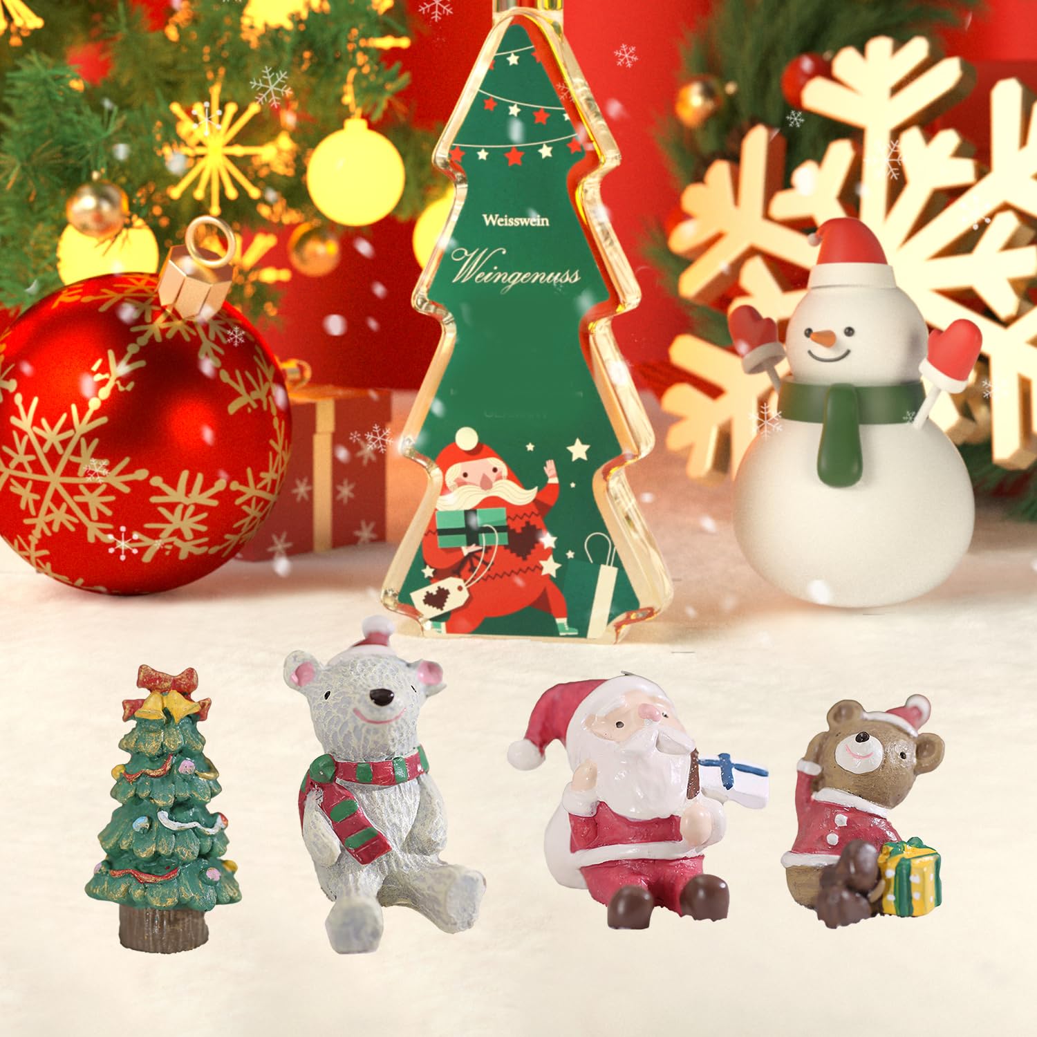 MFUOE 4Pieces Christmas Aquarium Ornaments Bear Santa Claus Polar Bear Xmas Tree Figurines Micro Landscape Create Festive Atmosphere Decoration for Fish Tank Potted Plant - Image 3