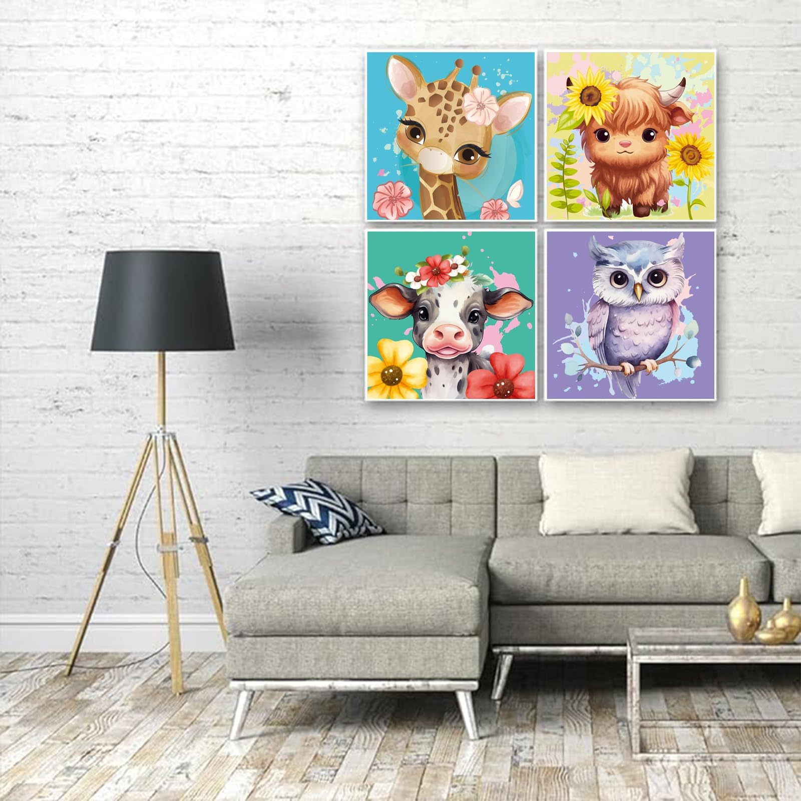 Olifant Schilderen op nummer, kinderen, met lijst, olifant, schilderen op nummer, vanaf 5, 6, 7, 8, 9, 10 jaar, meisjes en jongens, verf op nummers, voor geschenken en wanddecoratie, 20 x 20 cm, met