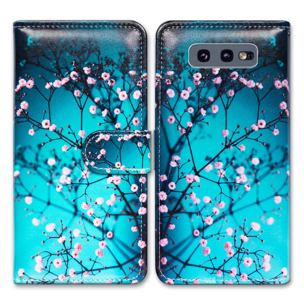 Bcov Case for Galaxy S10e, Plum Blossom Flip Leather Case Wallet Cover with Credit Card Slot ID Card Holder Kickstand for Samsung Galaxy S10e