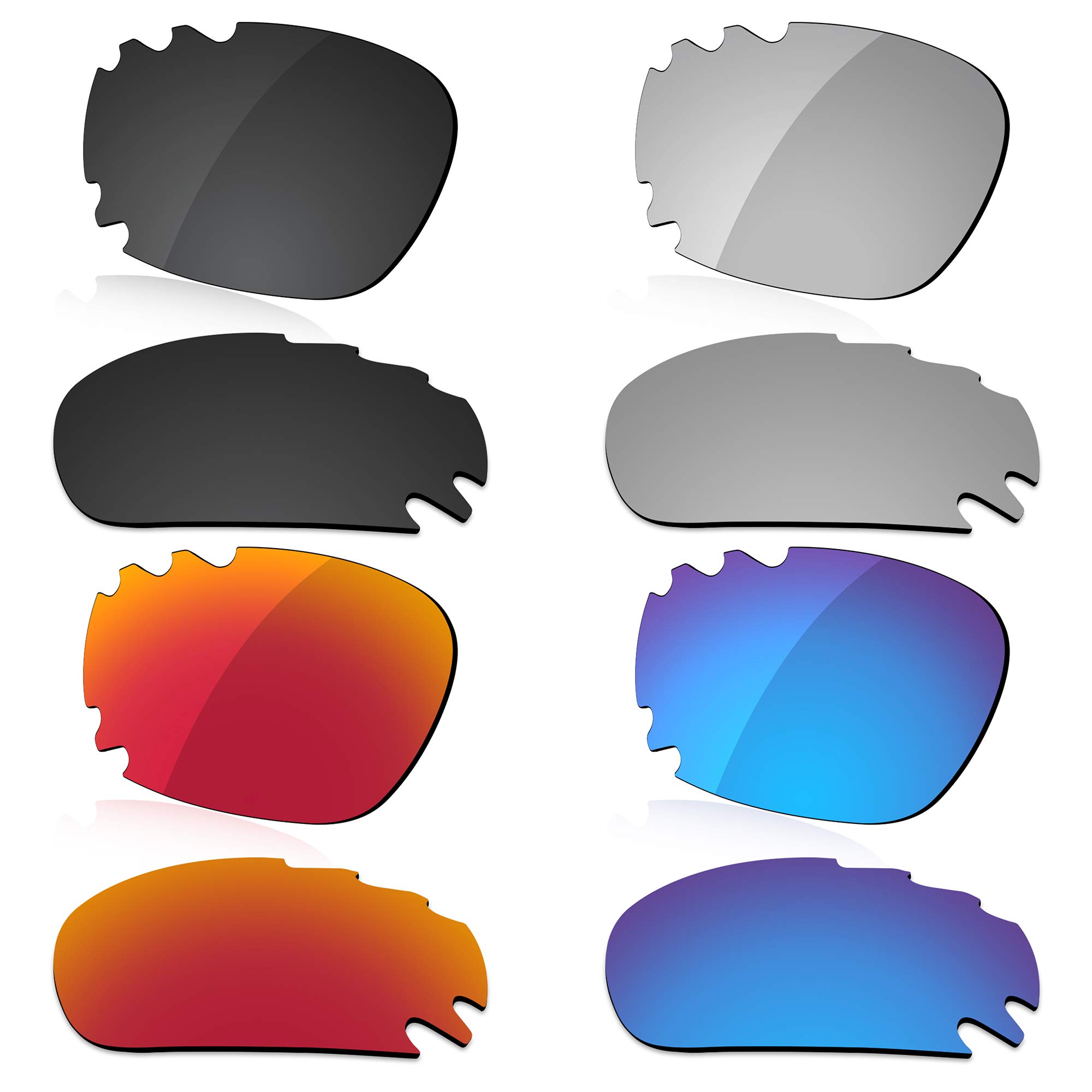 Lenzreborn Men's Dark Black + Silver Grey + Fire Red + Ice Blue Polarized Lens Replacet For Oakley Jawbone Vented Sunglass - Dark Black+Silver Grey+Fire Red+Ice Blue