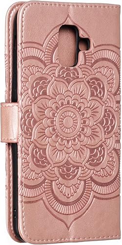 Miniatura 9 de LEECOCO - Funda para Samsung A6 2018 con diseño de mandala en relieve de lujo de piel sintética con tapa para cuaderno, cartera con soporte