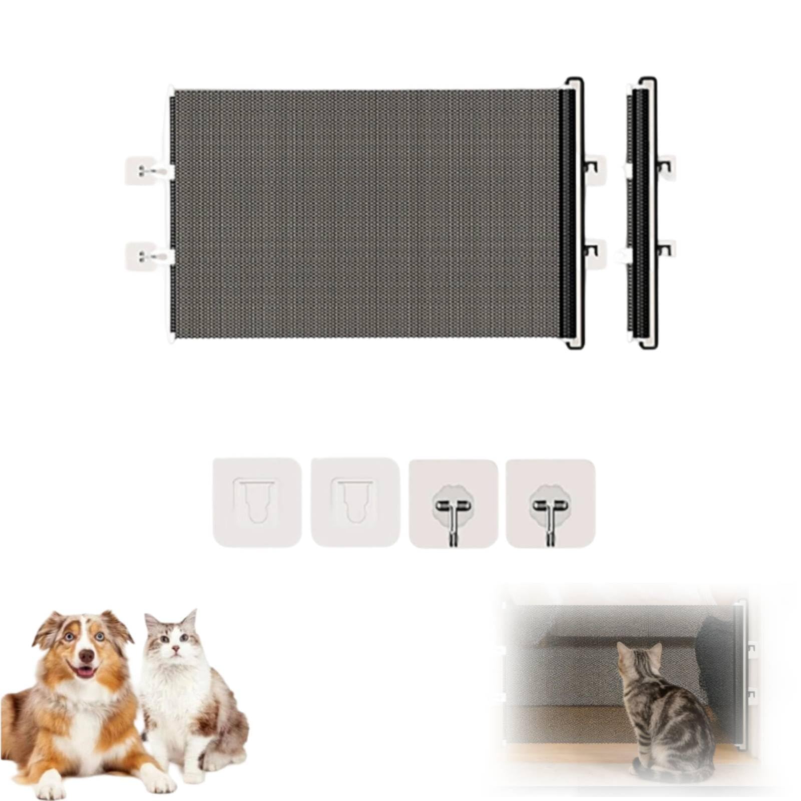 Retractable Mesh Pet Gate, No-Drill Dog & Cat Barrier Gate, Adjustable Indoor/Outdoor Fence for Doorways, Stairways, Puppies & Small Animals,125x50CM (Black) - 2