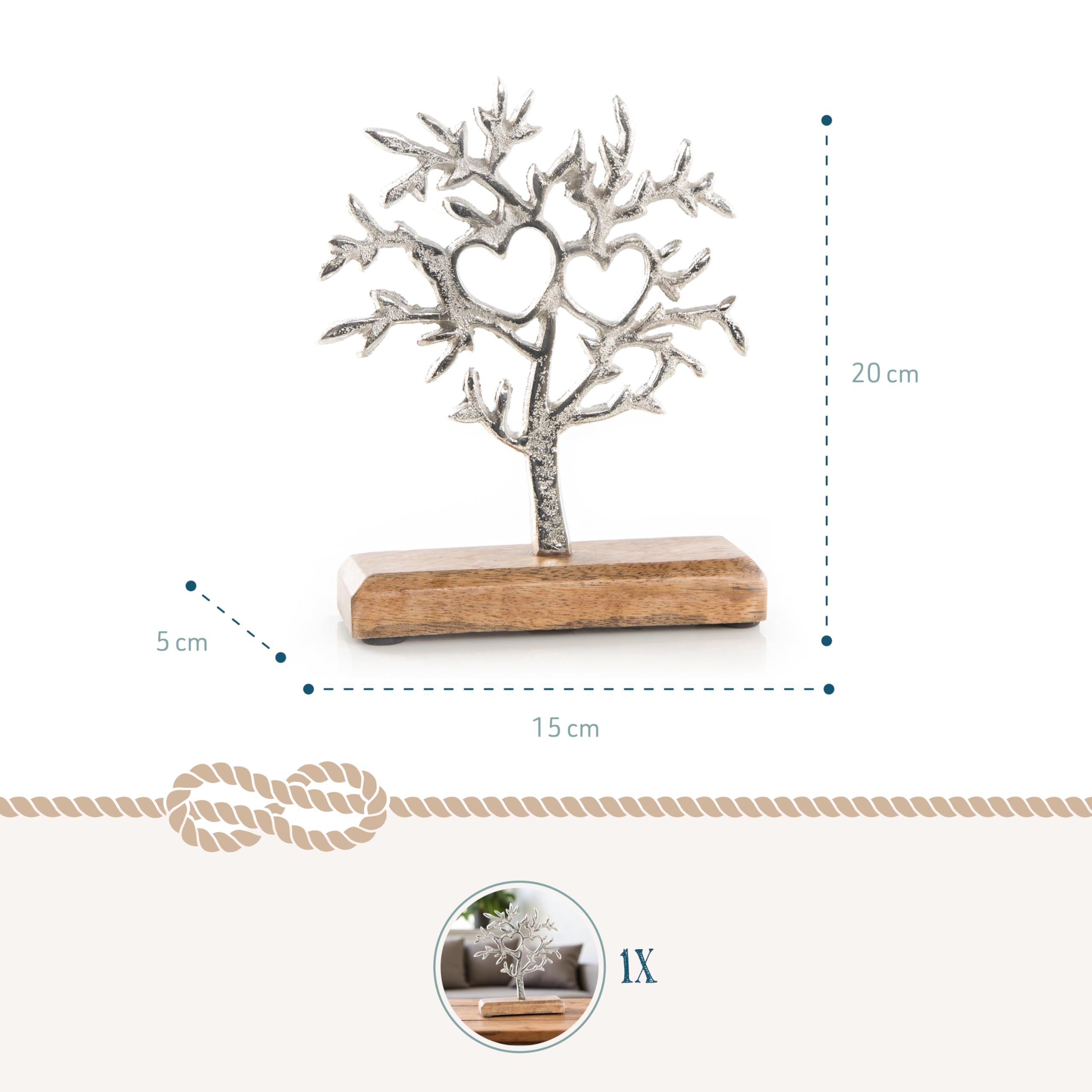 Sagoma In MDF A Forma Di Albero Con Cuore - 15 Cm, Spessore 3 Mm - Taglio Laser Per Alberi Genealogici, Matrimoni E Lavoretti Creativi