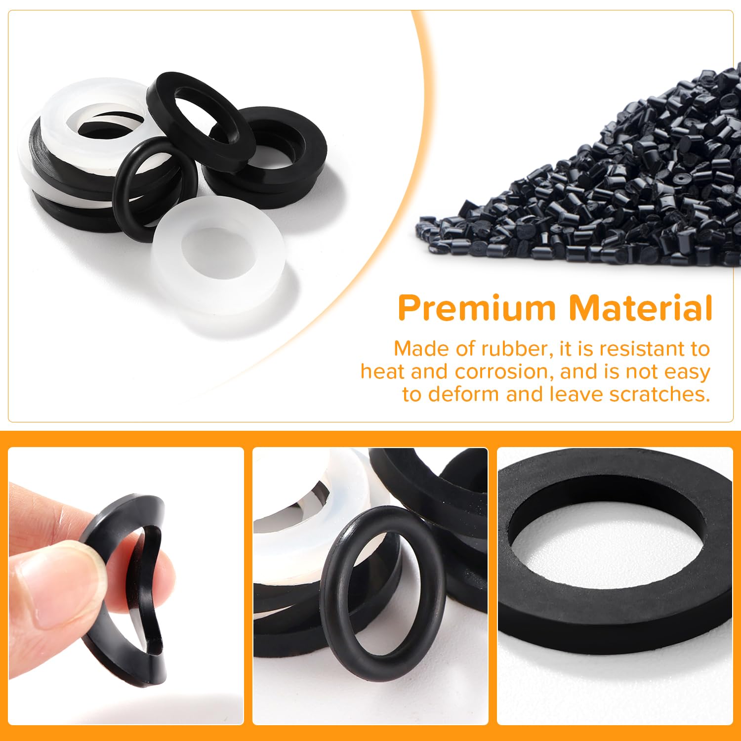 Lyeteung 90 PCS 1/2 3/4 Inch Hose Washers Kit, Rubber Tap Seal Gaskets, Seal O Ring Gasket, Shower Hose Silicone Washers - Image 3