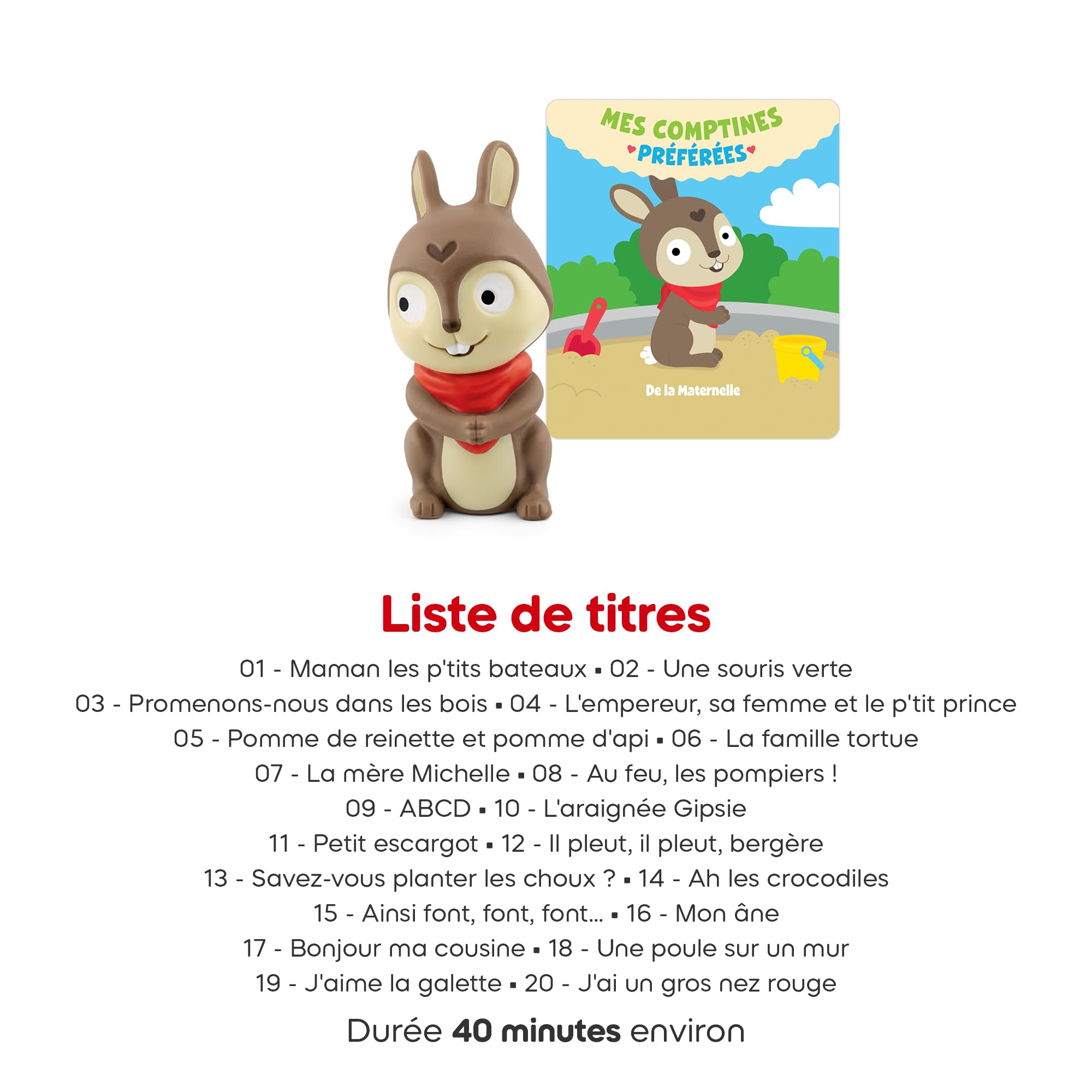 tonies Figurine Mes comptines de la Maternelle : Personnage avec chansons pour conteuse Toniebox, chansons pour Enfants 1 Ans et Plus - boîte à Musique Vendue séparément