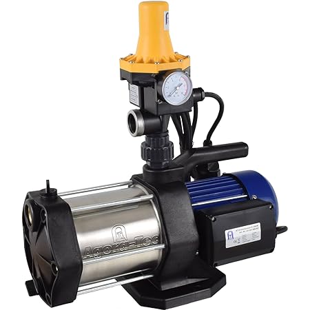 Agora-Tec® AT-Hauswasserwerk-5-1300-3DW, 5 stufige Kreiselpumpe mit max: 5,6 bar und max: 5400l/h und Druckschalter mit Trockenlaufschutz